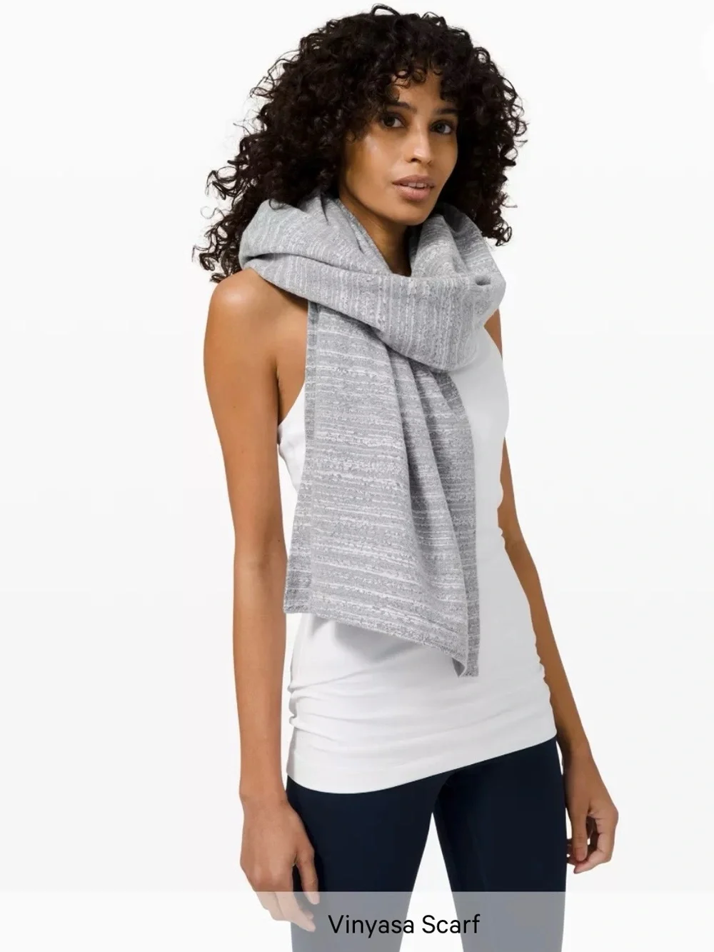 Lululemon Womens Vinyasa Scarf Snap Closure Reversible Wrap Cover Up Gray Marl